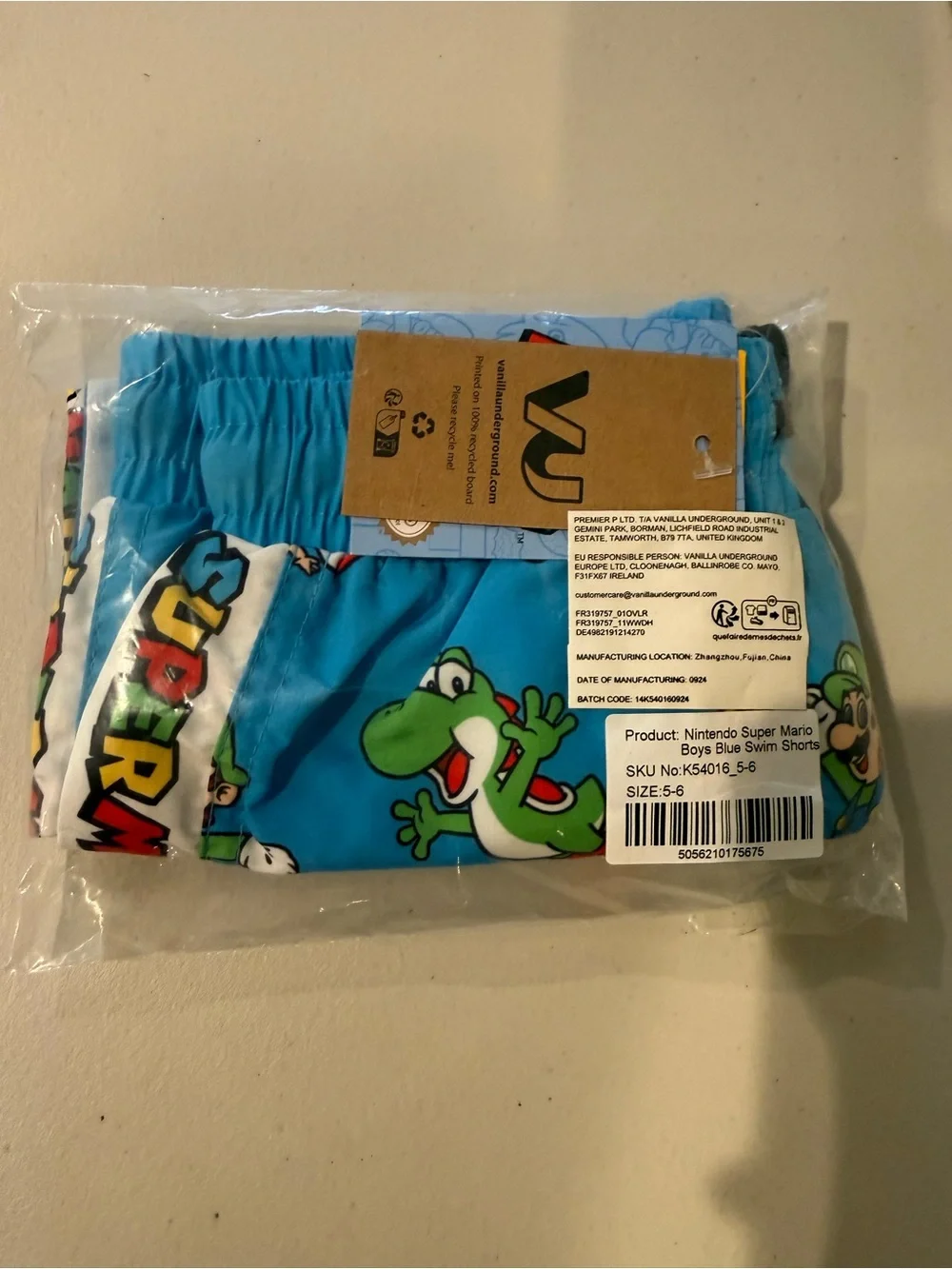 Nintendo Bright Blue Super Mario & Yoshi Kids Swim Trunks